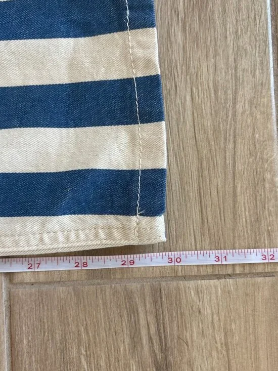 Boden High Rise Stripe Jeans Women's 29 Blue White Straight Boho Nautical Preppy - Picture 9 of 9